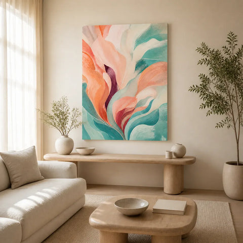 Tidal Bloom Stretched Canvas Wall Art - Portrait - 60W x 120H cm In Australia - Darrahopens