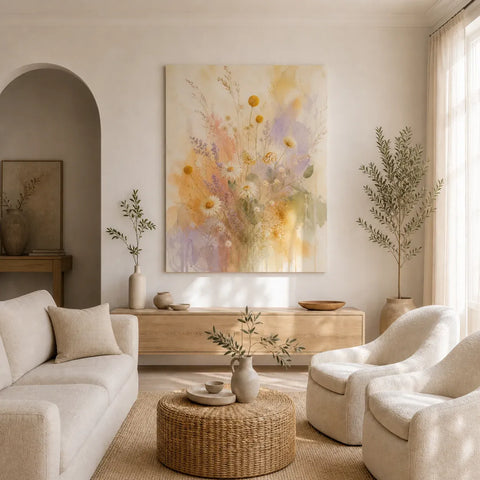 Wildflower Veil Stretched Canvas Wall Art - Portrait - 60W x 80H cm