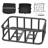 Rear Bike Basket, Medium Bicycle Basket with Cargo Net, Liner & Waterproof Cover, Pets, Mounting Tools Included