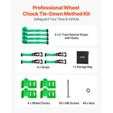 Wheel Chock Tie-Down Kit, Break Strength 1986.73 kg & Working Load 662 kg Motorcycle Tie-Down System E-Hooks for ATVs