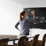 Magnetic Glass Whiteboard 36 x 24 Inch Frameless Dry Erase Board Wall Mounted White Glass Board with Marker Tray Eraser and 2 Markers Black