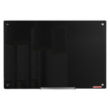 Magnetic Glass Whiteboard 36 x 24 Inch Frameless Dry Erase Board Wall Mounted White Glass Board with Marker Tray Eraser and 2 Markers Black