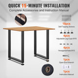 Adjustable Furniture Legs 711.2 mm , Set of 2 Heavy Duty Square Steel Table Legs, 28" Reinforced Desk Legs with Mounting Plates, Max Load 454 kg for Office, Home, and DIY Projects, Black