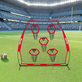 2133.6 x 2133.6mm Football Trainer Throwing Net, Training Throwing Target Practice Net with 5 Target Pockets In Australia - Darrahopens