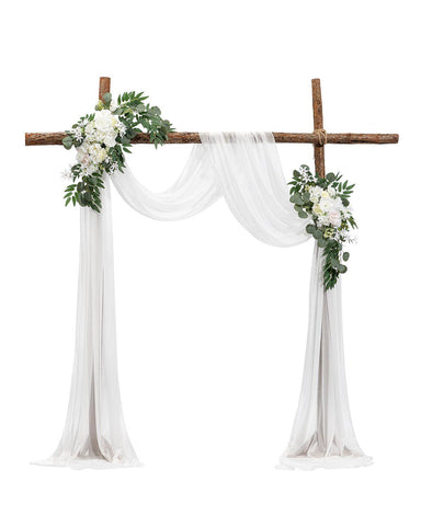 White Artificial Wedding Arch Flower Kit with Sheer Drape (3-Piece Set) - 2 Floral Arrangements & 1 Drape Panel for Ceremony Arch, Reception Backdrop & Bouquet Decor In Australia - Darrahopens