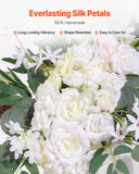 White Artificial Wedding Arch Flower Kit with Sheer Drape (3-Piece Set) - 2 Floral Arrangements & 1 Drape Panel for Ceremony Arch, Reception Backdrop & Bouquet Decor In Australia - Darrahopens