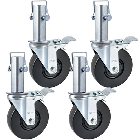 4 Pack 5 Inch Scaffolding Swivel Caster Wheels Heavy Duty Rubber Casters with Dual Locking 1.26 Inch Square Stem 440lbs Capacity per Wheel In Australia - Darrahopens