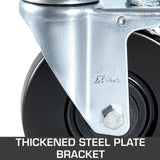 4 Pack 5 Inch Scaffolding Swivel Caster Wheels Heavy Duty Rubber Casters with Dual Locking 1.26 Inch Square Stem 440lbs Capacity per Wheel
