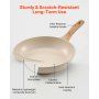 3-Piece Nonstick Aluminum Egg Frying Pan Set (200/240/280 mm), Ceramic Heavy-Duty Skillets with Heat-Resistant Handle, Chef's Cookware for Gas, Electric & Induction, Beige