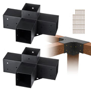 2 Pack 4 Way Pergola Bracket Kit for 4x4 Posts Heavy Duty Corner Brackets DIY Wood Post Base for Gazebo Patio Pergola Log Cabin Outdoor