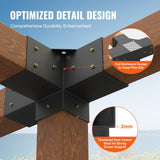2 Pack 4 Way Pergola Bracket Kit for 4x4 Posts Heavy Duty Corner Brackets DIY Wood Post Base for Gazebo Patio Pergola Log Cabin Outdoor