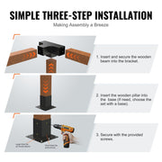 2 Pack 4 Way Pergola Bracket Kit for 4x4 Posts Heavy Duty Corner Brackets DIY Wood Post Base for Gazebo Patio Pergola Log Cabin Outdoor