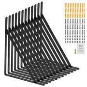 12 Pack Heavy Duty Floating Shelf Brackets 46 x 30.5cm Matte Black Steel Triangle Shelf Brackets 3mm Thick Wall Mount Shelving Brackets 72.6kg Capacity