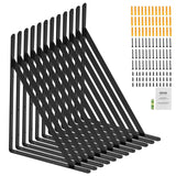 12 Pack Heavy Duty Floating Shelf Brackets 46 x 30.5cm Matte Black Steel Triangle Shelf Brackets 3mm Thick Wall Mount Shelving Brackets 72.6kg Capacity