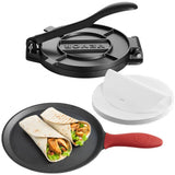 250mm Cast Iron Tortilla & Roti Press, Heavy-Duty Dough Taco Maker with Handle & 100 Parchment Papers, Tawa Flatbread Press In Australia - Darrahopens