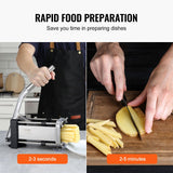 French Fry Cutter Manual Potato Slicer with 1/2 Inch & 3/8 Inch Stainless Steel Blades Potato Chopper Vegetable Cutter with Suction Base for Fries Carrots Cucumbers