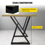 Set of 2 Z-Shape Metal Table Legs, 71.1 x 45.7 cm Heavy-Duty Wrought Iron Desk & Bench Legs, DIY Furniture Legs with Rubber Floor Protectors, Dining Table Mat Included
