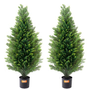 Darrahopens Home & Garden > Artificial Plants > Artificial Potted Plants 2 Pack 36 Inch Artificial Cedar Topiary Trees with Pots UV Resistant Faux Evergreen Pine Cypress Plants for Indoor Outdoor Home Decor In Australia - Darrahopens