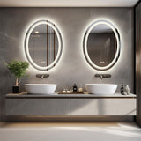 Darrahopens Home & Garden > Decor > Mirrors 80CM Oval Backlit+Front LED Bathroom Mirror Dimmable Shatter-Proof Vanity Mirror