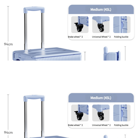 Foldable Rolling Storage Cart with Telescopic Handle - Large Capacity, Portable Utility Box  45L blue
