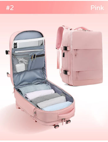 Multi-Compartment Travel Backpack with Shoe Storage and Wet-Dry Separation (Pink)31cm(L)*17cm(W)*42cm(H)