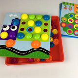 Creative Button Art Toy Set for Kids - 46 Colorful Buttons with 10 Unique Pictures - Educational Color Matching Puzzle for Ages 3+