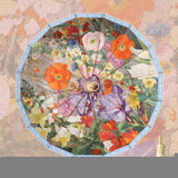 Traditional Chinese Style Folding Umbrella - Yellow Floral Design with 16-Rib Structure