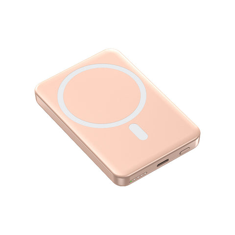 Pink PD 20W Fast Charging Magnetic Wireless Power Bank,5000mAh - Ultra-Slim 15W Magnetic Suction for iPhone & Android Devices