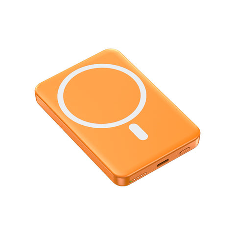 Orange PD 20W Fast Charging Magnetic Wireless Power Bank,5000mAh - Ultra-Slim 15W Magnetic Suction for iPhone & Android Devices