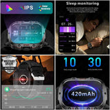 Beige Rugged Smart Fitness Watch - Waterproof, Multi-Sport Modes, and Health Tracking