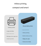 Black A4 Portable Thermal Printer for Android/iOS - Compact and Wireless, Supports Paper Width ≤ 216mm