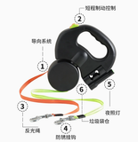 Grey Replaceable Battery Dog Leash with Flashlight - Ideal for Night Walks, Suitable for Small to Large Breeds