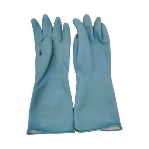 Blue Set of 3 Pairs of Durable Rubber Gloves - Waterproof, Comfortable, Ideal for Household and Cleaning Tasks