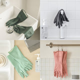 Blue Set of 3 Pairs of Durable Rubber Gloves - Waterproof, Comfortable, Ideal for Household and Cleaning Tasks