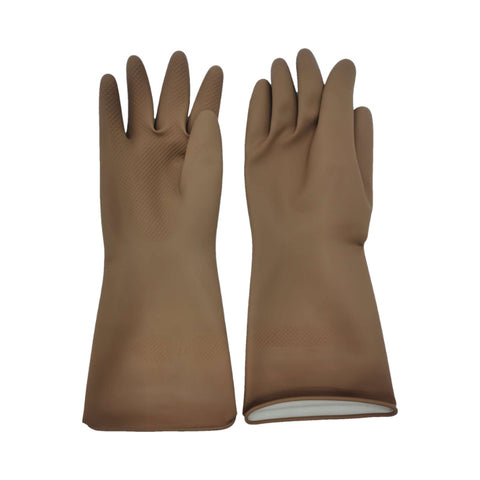 Brown Set of 3 Pairs of Durable Rubber Gloves - Waterproof, Comfortable, Ideal for Household and Cleaning Tasks