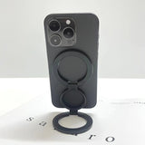 Black Magnetic Phone Ring Stand - 360 Degree Rotating, Slim Design for Convenient Grip and Hands-Free Viewing