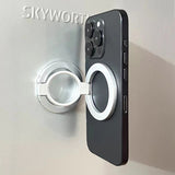 Black Magnetic Phone Ring Stand - 360 Degree Rotating, Slim Design for Convenient Grip and Hands-Free Viewing