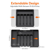 Black Adjustable Polypropylene Kitchen Drawer Organizer – 8 Compartments, Large Capacity, Easy to Clean