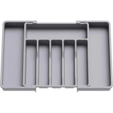 Grey Adjustable Polypropylene Kitchen Drawer Organizer - 8 Compartments, Large Capacity, Easy to Clean
