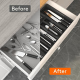 Grey Adjustable Polypropylene Kitchen Drawer Organizer - 8 Compartments, Large Capacity, Easy to Clean