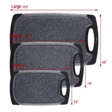 Black 3-Piece Marble Pattern Cutting Board Set – Non-slip PP Plastic, Hanging Design, Kitchen Knife Chopping Board for Vegetable and Meat Prep