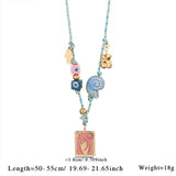 Pink Pendant Style Colorful Necklace for Women - Trendy Hand & Shell Jewelry Set