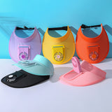 2 Pcs Bright Green UV Protection USB Rechargeable Fan Hat - Adjustable Large Brim Sun Hat with 3-Speed Wind Control