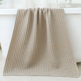 Light Brown Luxury Cotton Waffle Bath Towel, Soft, Quick-Drying, Water Absorbent, Unisex, for Home Use