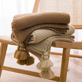 Dark Green 110cm x 150cm Soft Tassel Throw Blanket for Sofa or Bed, Cozy  Casual Blanket for Office Nap, Minimalist Bed End Cover