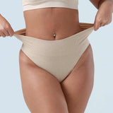 3 Pcs Size L Skin Microfiber High-Waisted Thong Underwear with Tummy Control - Slimming Comfort