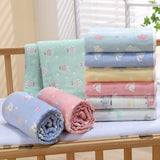 Green Fish, 6-Layer Muslin Baby Blanket - Soft Cotton Bedding for Infants and Toddlers, 110x110cm