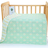 Green Flower, 6-Layer Muslin Baby Blanket - Soft Cotton Bedding for Infants and Toddlers, 110x110cm