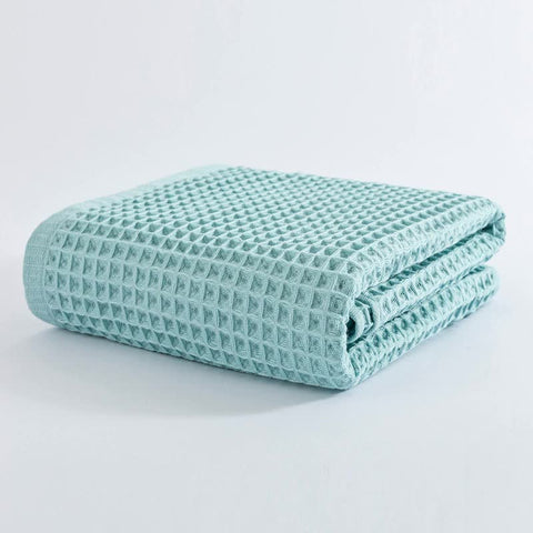 Green Pure Cotton Waffle Weave Bath Towel - Soft, Absorbent & Extra Large 70x140 cm for Home Use
