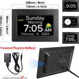 White Crystal Clear 7-Inch Digital Day Clock with Auto Dimming & Voice Assist - Perfect for Seniors